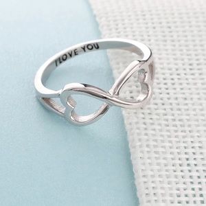 Sterling Silver Double Heart Eternity Ring